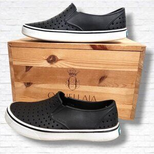 Native Adult Miles Jiffy Black/Shell White Slip On Waterproof Shoes Size 9W/7M